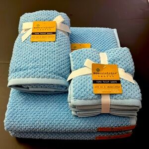 8pc ECOEXISTENCE Bamboo Zero Twist Loops Bath Towel Set - AIRBLUE